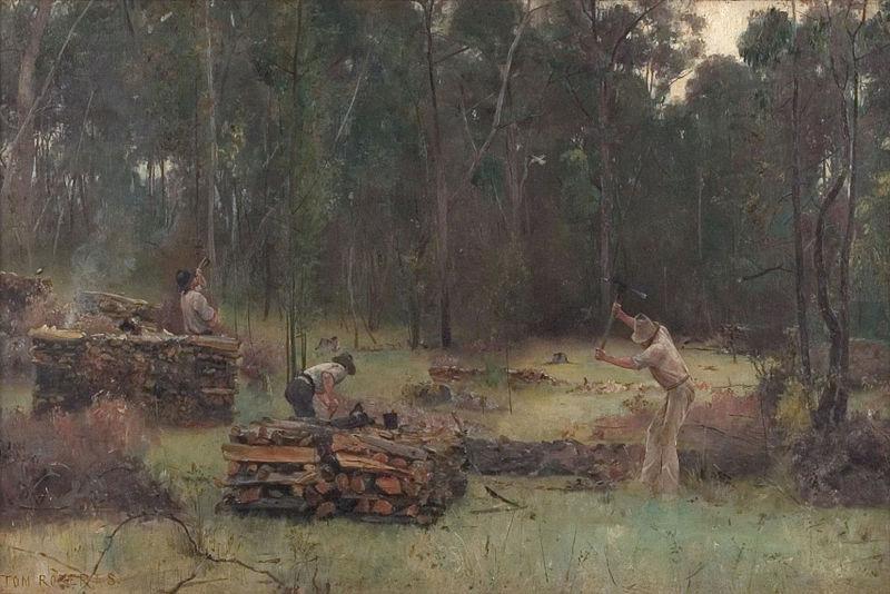 Tom roberts Wood splitters, oil painting picture